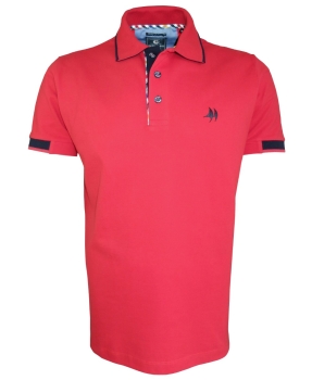 Impulso Polo Shirt Yachting Club in rot marine Sticklabel