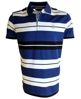 Impulso Poloshirt Streifendesign in blau weiss marine mit Sticklabel