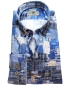 Preview: R2 Amsterdam Langarmhemd Fancydruck in marine blau weiss braun