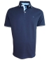 Preview: Baileys Stretch Polo Shirt dunkelblau weiss floraler Besatz