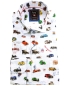 Preview: Armas Langarmhemd Comfort Fit weiss multicolor Print Oldtimer Autos