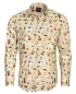 Preview: Armas Langarmhemd Comfort Fit beige multicolor Print Kaffeemotive