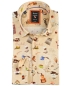 Preview: Armas Langarmhemd Comfort Fit beige multicolor Print Kaffeemotive