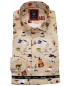 Preview: Armas Langarmhemd Comfort Fit beige multicolor Print Kaffeemotive
