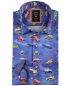 Preview: Armas Langarmhemd Comfort Fit blau multicolor Print Oldtimer Autos