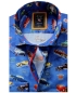 Preview: Armas Langarmhemd Comfort Fit blau multicolor Print Oldtimer Autos