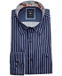 Preview: Armas Langarmhemd Comfort Fit blau weiss Streifen Floralpatches
