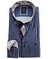 Preview: Armas Langarmhemd Comfort Fit blau weiss Streifen Floralpatches