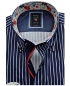 Preview: Armas Langarmhemd Comfort Fit blau weiss Streifen Floralpatches