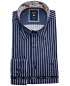 Preview: Armas Langarmhemd Comfort Fit blau weiss Streifen Floralpatches