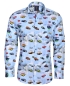 Preview: Armas Langarmhemd Comfort Fit hellblau multicolor Print Oldtimer Autos