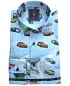 Preview: Armas Langarmhemd Comfort Fit hellblau multicolor Print Oldtimer Autos