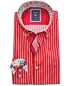 Preview: Armas Langarmhemd Comfort Fit rot weiss Streifen Floralpatches