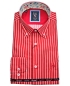 Preview: Armas Langarmhemd Comfort Fit rot weiss Streifen Floralpatches