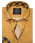 Preview: Casa Moda Freizeithemd Langarm Vintage Look in curry blau Patches