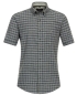 Preview: Casa Moda Casual Fit Kurzarmhemd Shorter Style Leinenedition grün blau Karo