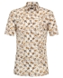 Preview: Casa Moda Premium Comfort Fit Kurzarmhemd beige braun Print Palmen