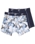 Preview: R2 Amsterdam Doppelpack Boxer Short Floralprint und Uni