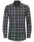 Preview: REDMOND Langarmhemd Flanell grün dunkelblau Karo Casual Comfort Fit