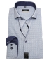Preview: eterna Slim Fit Langarmhemd blau Strukturkaro ÄL 72cm Patches