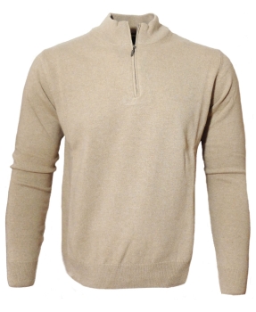 Montechiaro Italy Stehkragen Pullover hellbraun mit Ärmelpatches in braun