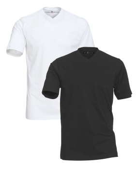 Casa Moda V-Neck Shirt Doppelpack in weiss und schwarz