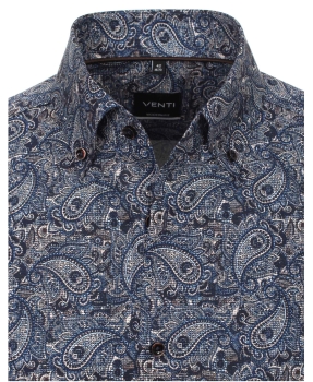 Venti Modern Fit Langarmhemd in blau weiss Paisleysdesign