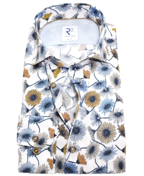R2 Amsterdam Langarmhemd weiss multicolor Floral Print