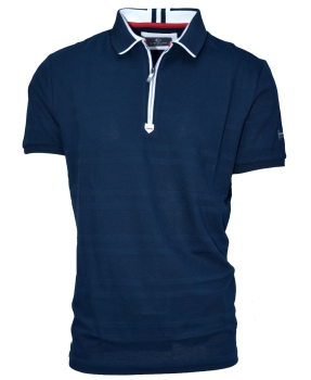 Impulso Poloshirt in dunkelblau weiss mit Zipper