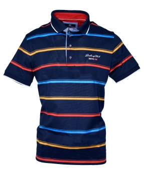 Impulso Poloshirt Sailing Club in dunkelblau mit bunten Streifen