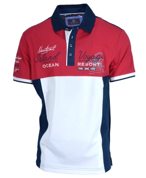 Impulso Poloshirt in rot weiss blau mit maritimer Stickerei