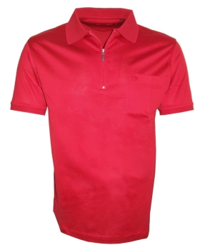 Maremma Poloshirt in rot mit Reißer und Brusttasche 2022-08