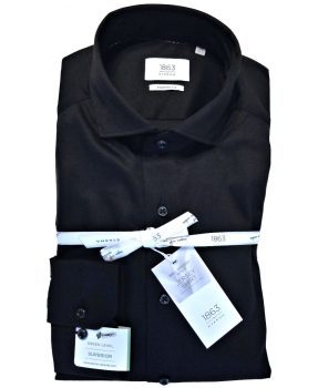 eterna Premium 1863 Modern Fit Langarmhemd Feinjersey in schwarz
