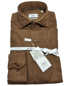 eterna Premium 1863 Wool Cotton Langarmhemd Modern Fit in braun