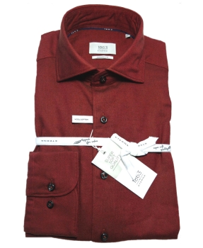 eterna Premium 1863 Wool Cotton Langarmhemd Modern Fit in dunkelrot