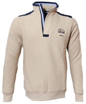 Impulso Italy Sweatershirt Troyer sand beige Rippstruktur