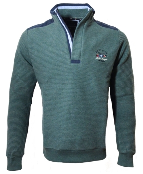 Impulso Italy Sweatershirt Troyer dunkelgrün Rippstruktur