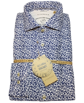 eterna UPCYCLING SHIRT Modern Fit Langarmhemd in beige dunkelblau Floralprint