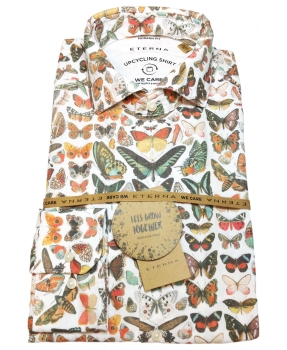 eterna UPCYCLING SHIRT Modern Fit Langarmhemd in weiss multicolor Butterfly Print