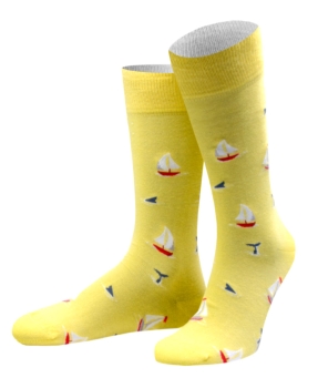 von Jungfeld 1 Paar Socken Beach Life Samos in gelb Motiv Segelboot