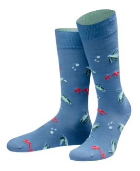 von Jungfeld 1 Paar Socken Beach Life Galapagos in blau Motiv Schildkröte