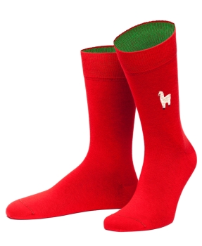 von Jungfeld 1 Paar Socken Navarra in rot Motiv Alpaka