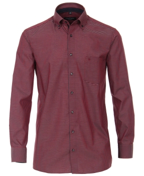 Casa Moda Premium Comfort Fit Langarmhemd in rot dunkelblau Minikaro