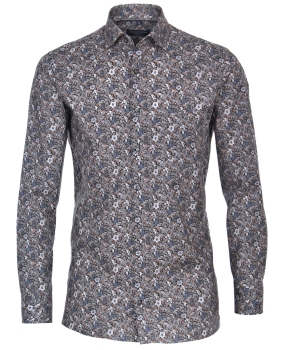Casa Moda Premium Modern Fit Langarmhemd Stretch anthrazit Floralprint multicolor