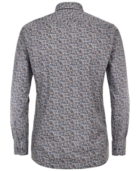 Casa Moda Premium Modern Fit Langarmhemd Stretch blau braun Paisleys Print