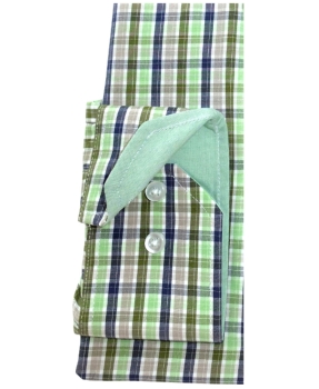Preview: Ben Green Redline Langarmhemd in grün blau beige weiss Karo