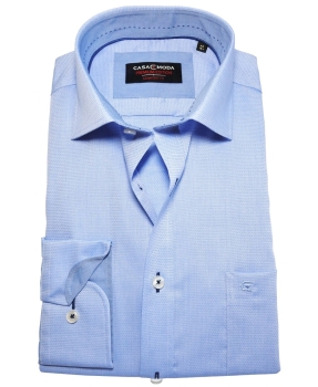 Casa Moda Comfort Fit Premium Langarmhemd in blau mit feiner Struktur