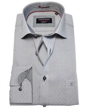Casa Moda Modern Fit Premium Langarmhemd in silbergrau mit Minidesign