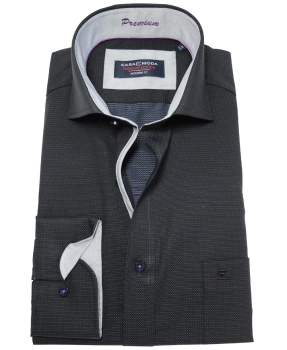 Casa Moda Modern Fit Premium Langarmhemd in dunkelblau schwarz Minimuster 372820600-100