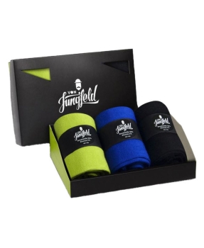 von Jungfeld 3er Box SPLIT Socken in grün royalblau schwarz